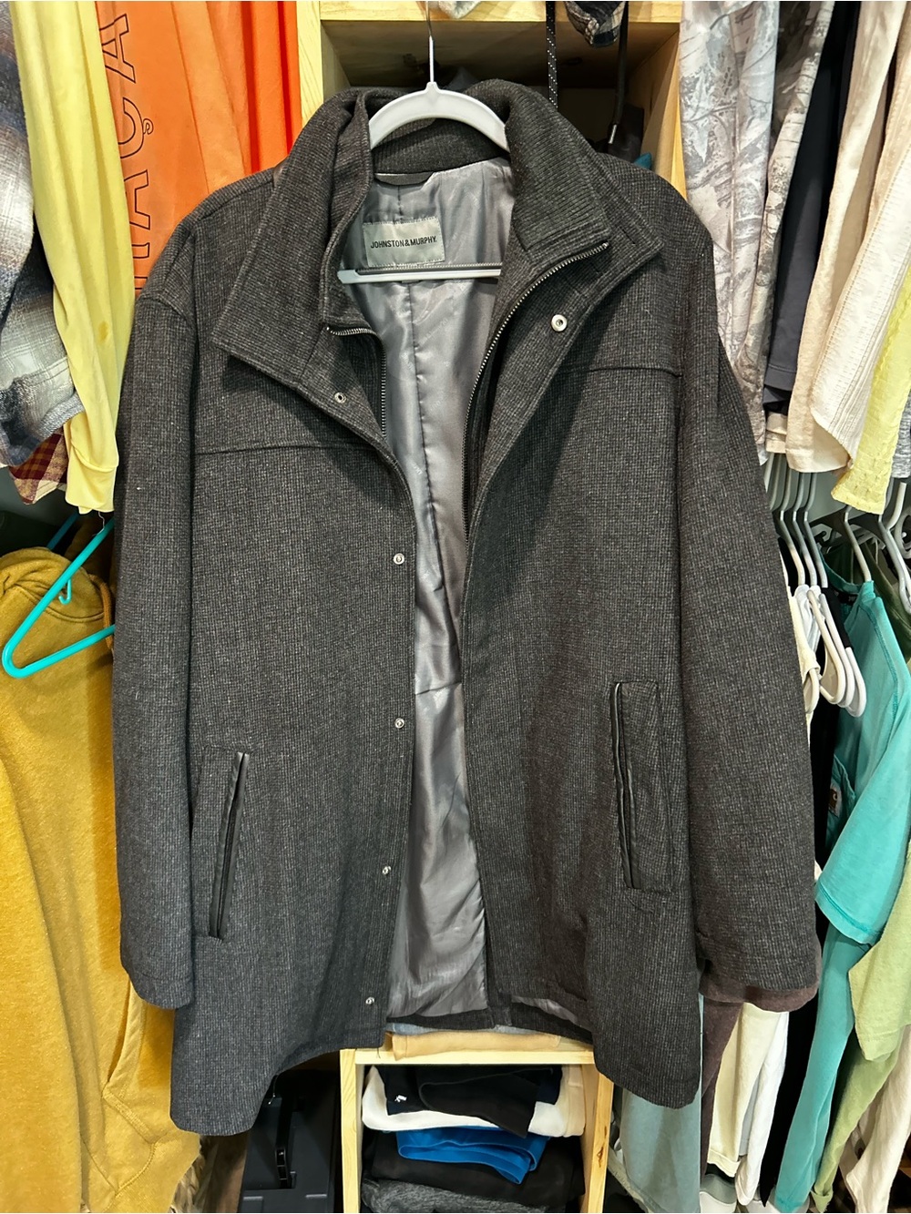 Johnston &  Murphy men’s charcoal Wool-Blend Coat size large